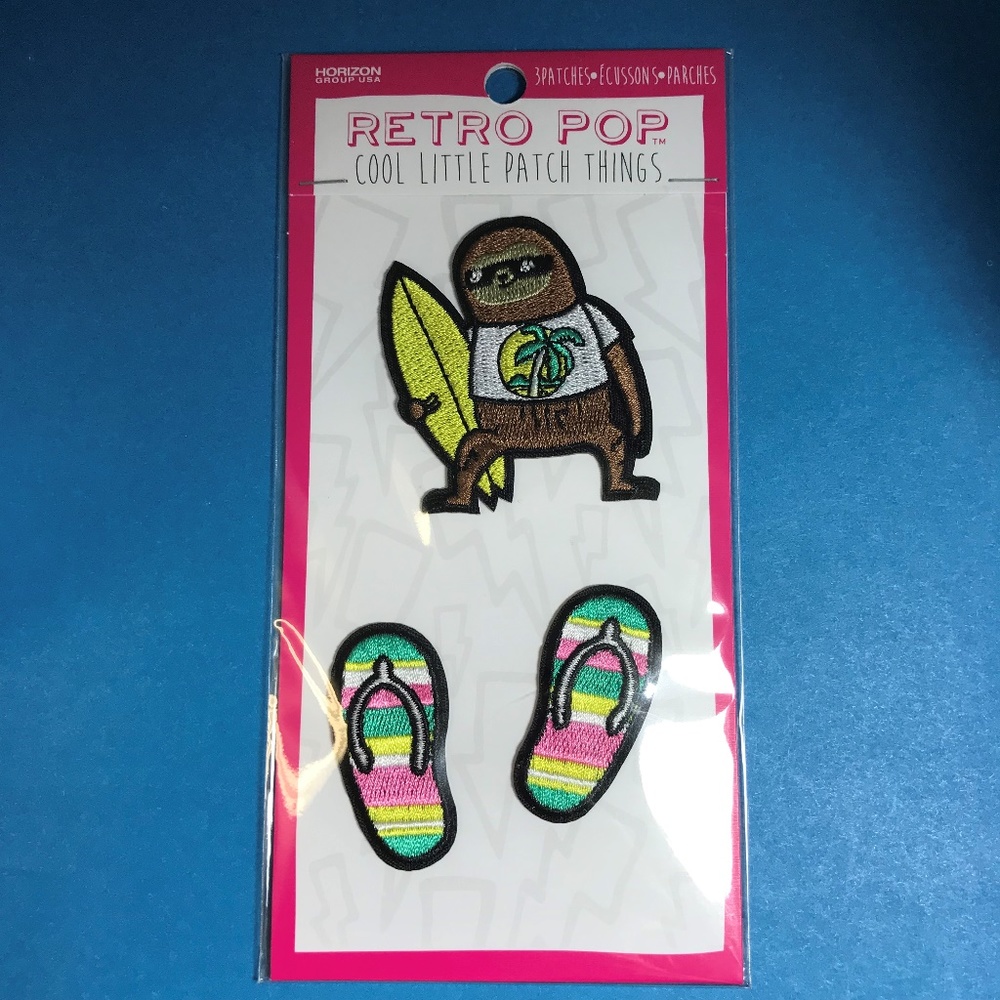 Sloth with Surf Board Flip Flops Iron On Patches